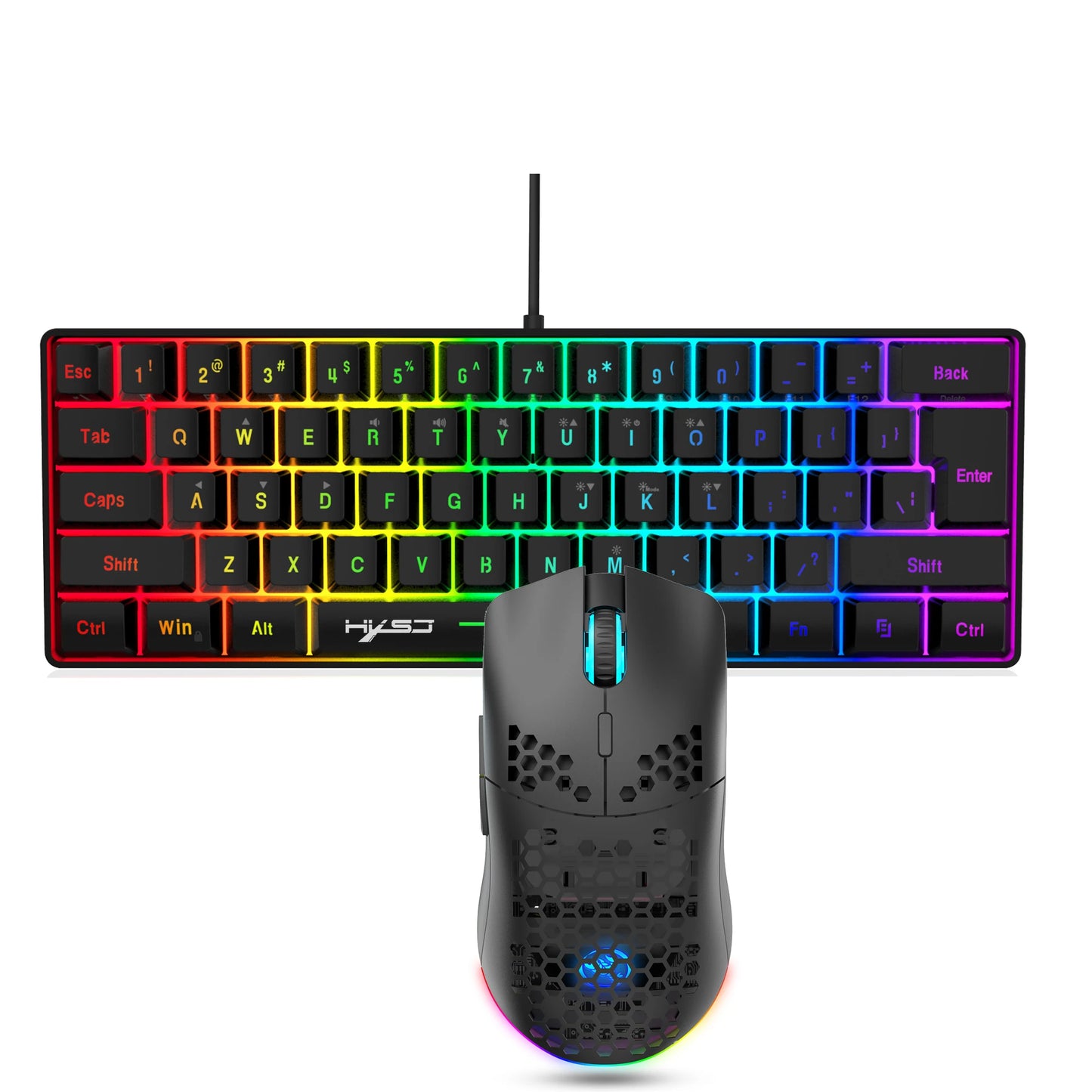 mini portable gaming keyboard and mouse combos wired keyboard ergonomic RGB backlit wireless mouse for laptop game