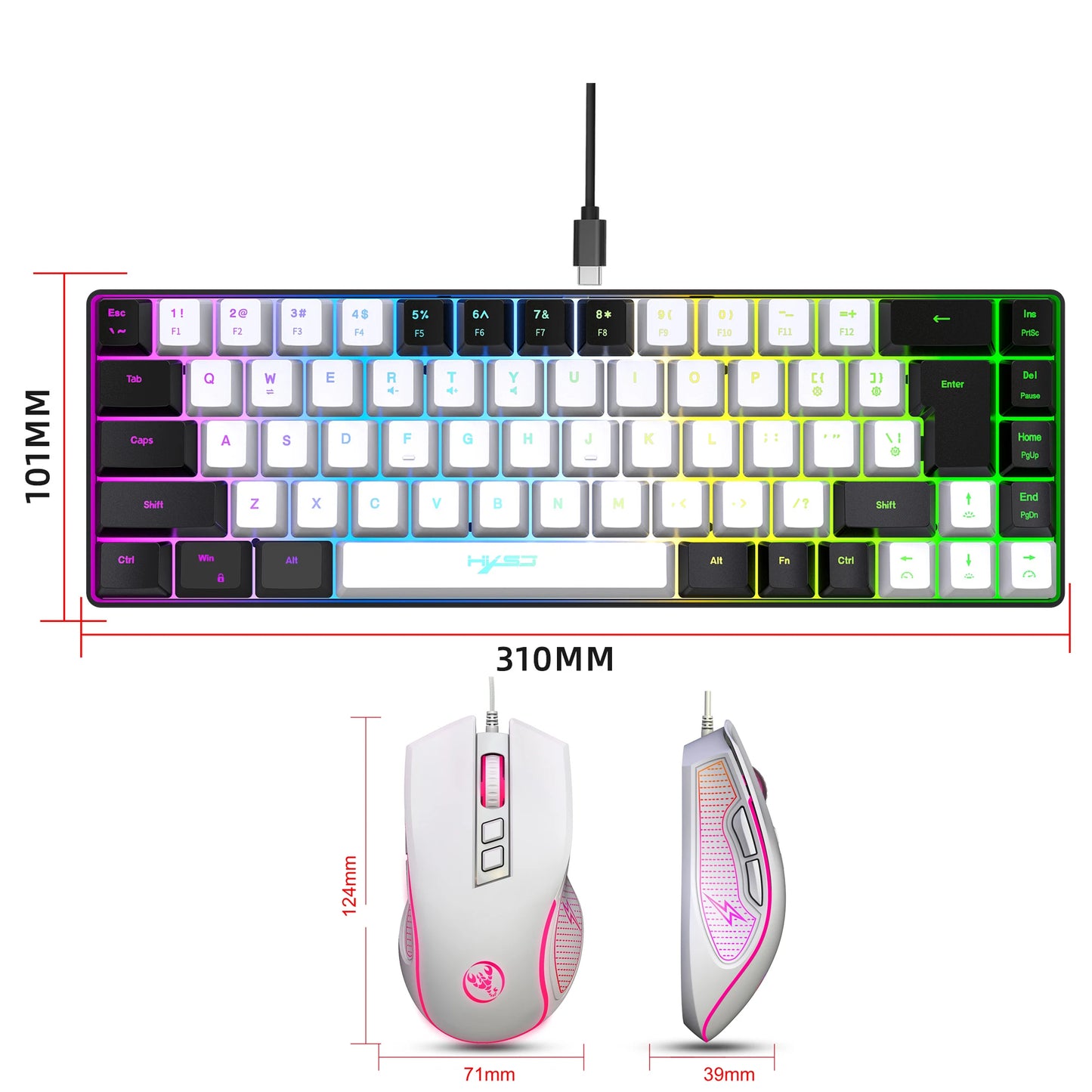 2024 mechanical feel keyboard compact RGB  gaming mouse and keyboard combos for pc gaming