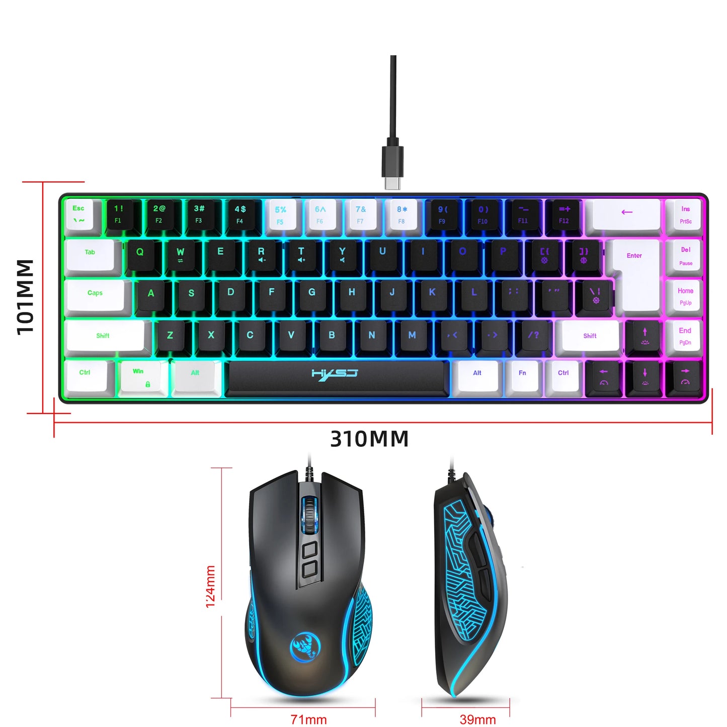 2024 mechanical feel keyboard compact RGB  gaming mouse and keyboard combos for pc gaming