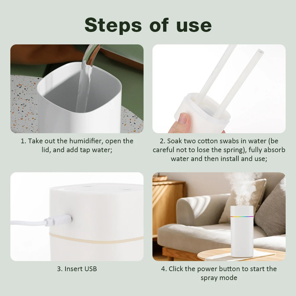 USB  Mist Sprayer  600ml  Air Humidifier Aroma Oil Diffuser Colorful Night Light