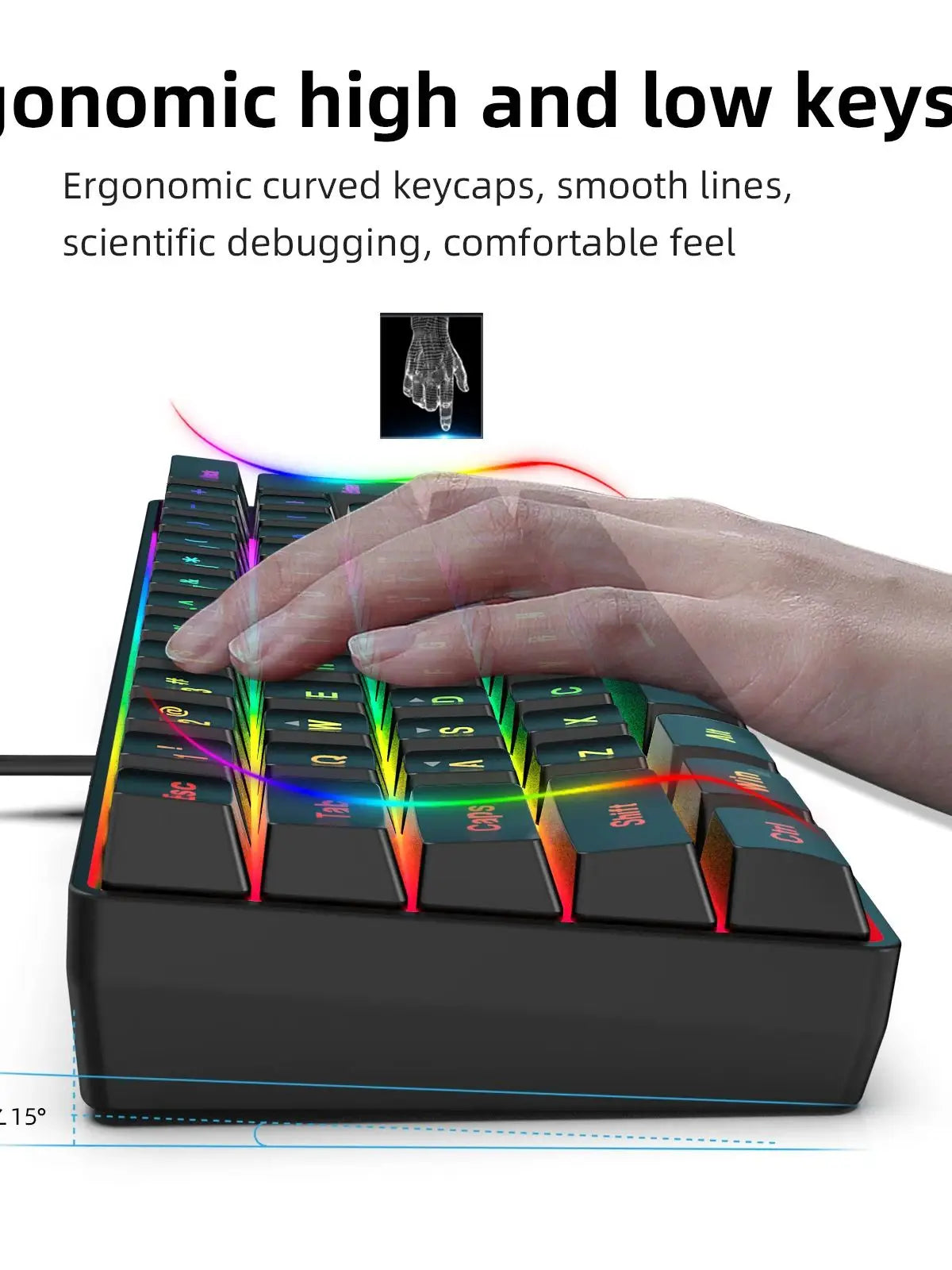 mini portable gaming keyboard and mouse combos wired keyboard ergonomic RGB backlit wireless mouse for laptop game